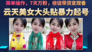 云天美女大头贴暴力起号保姆级教学-云顶工作室—自媒体博客，关注精准流量获取及转化率提升！