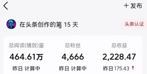 最新无脑AI写头条冷门项目：有人15天收益破2000-云顶工作室—自媒体博客，关注精准流量获取及转化率提升！